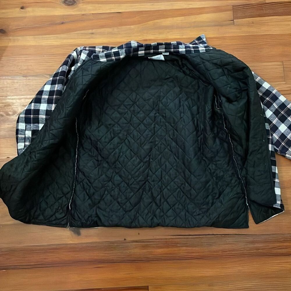 Royal Knight Vintage Flannel Shacket Shirt Jacket Mens XL Black Plaid Quilted - Picture 5 of 12